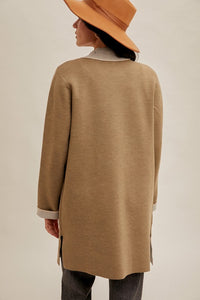 Edge Stitch Detailed Sweater Coatigan