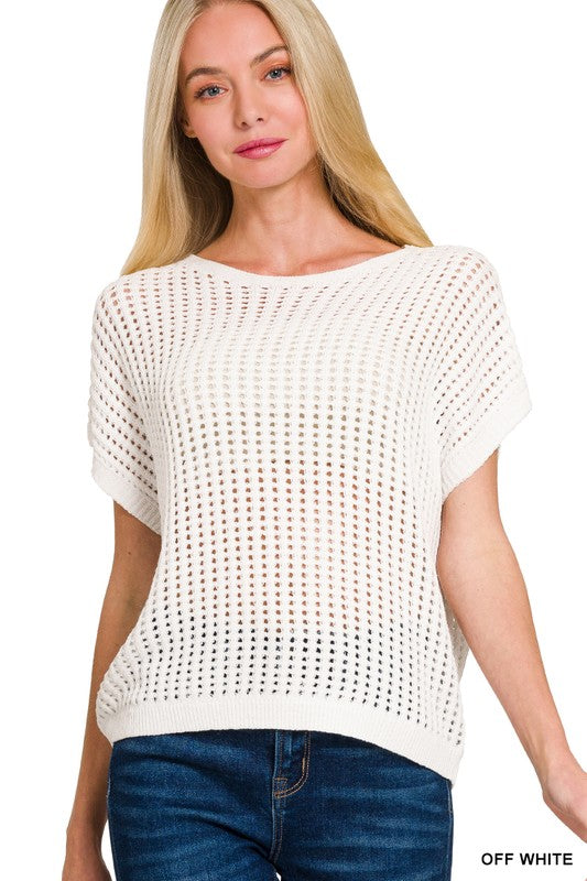Crochet Knit Sheer Hallow Sweater