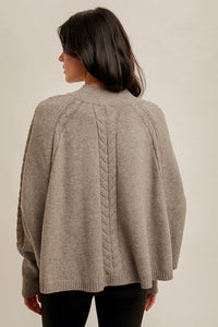 Cable Knit Mock Neck Poncho