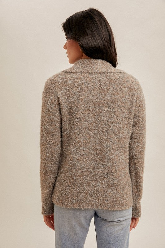 Half Zip Nubby Textured Pullover Sweater