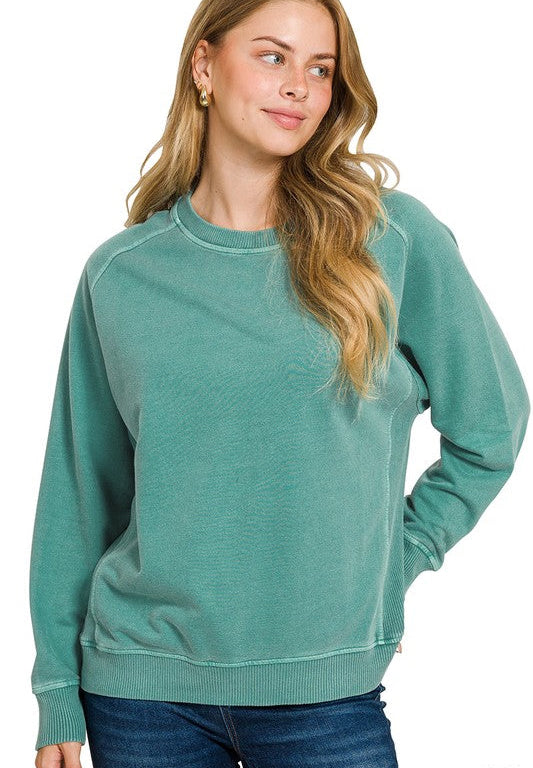 French Terry Pigment Dyed Pullover Crew