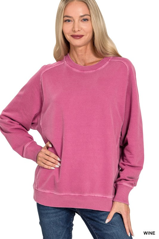 French Terry Pigment Dyed Pullover Crew