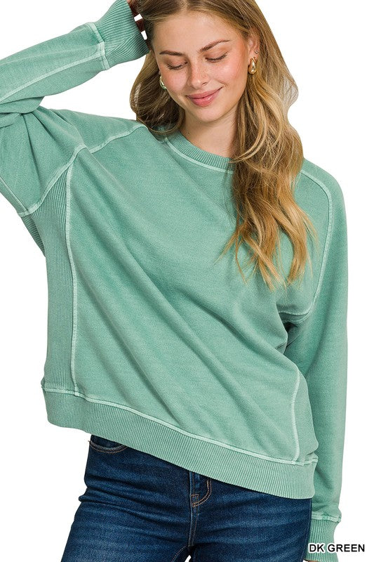French Terry Pigment Dyed Pullover Crew