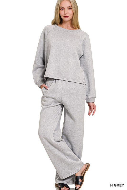 Fleece Raglan Pullover with Sweatpants Set