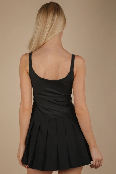 Pleated Skirt Activewear Dress w/ Under Shorts