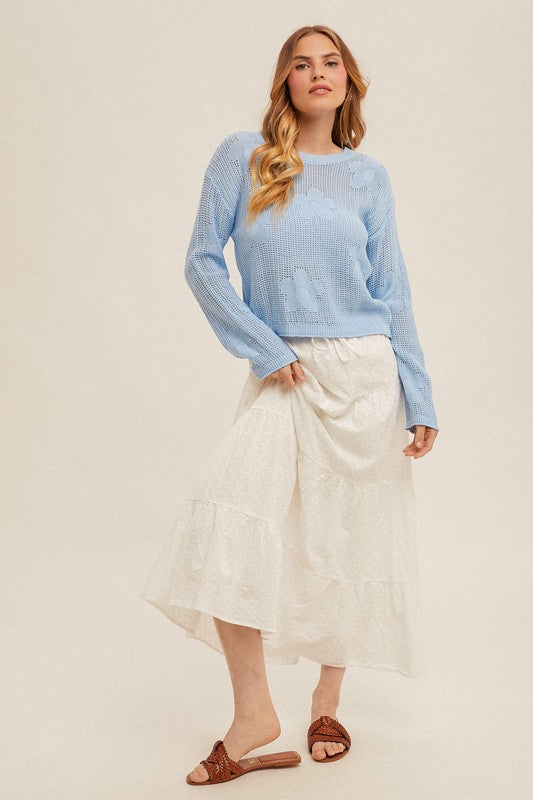 Flower Open Work Sweater