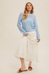 Flower Open Work Sweater