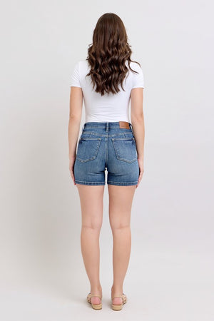 Judy Blue Tummy Control Mid Rise Mid Length Shorts