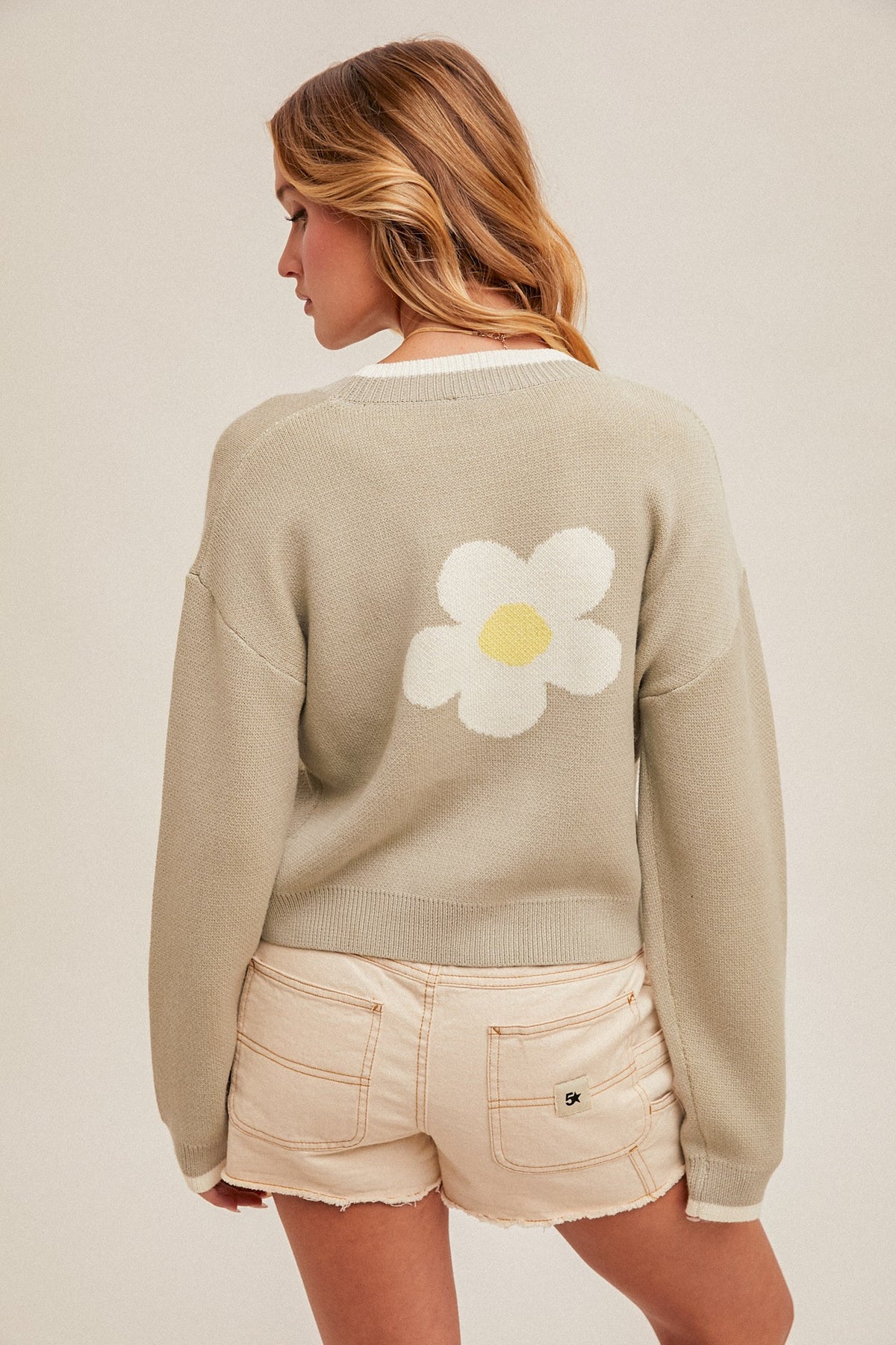 Flower Motif Button Down Cardigan