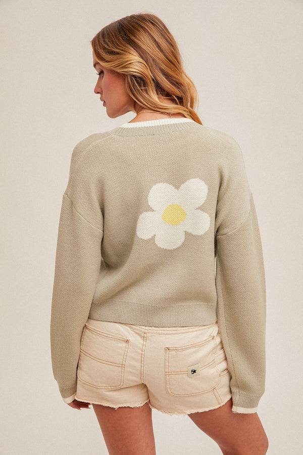 Flower Motif Button Down Cardigan