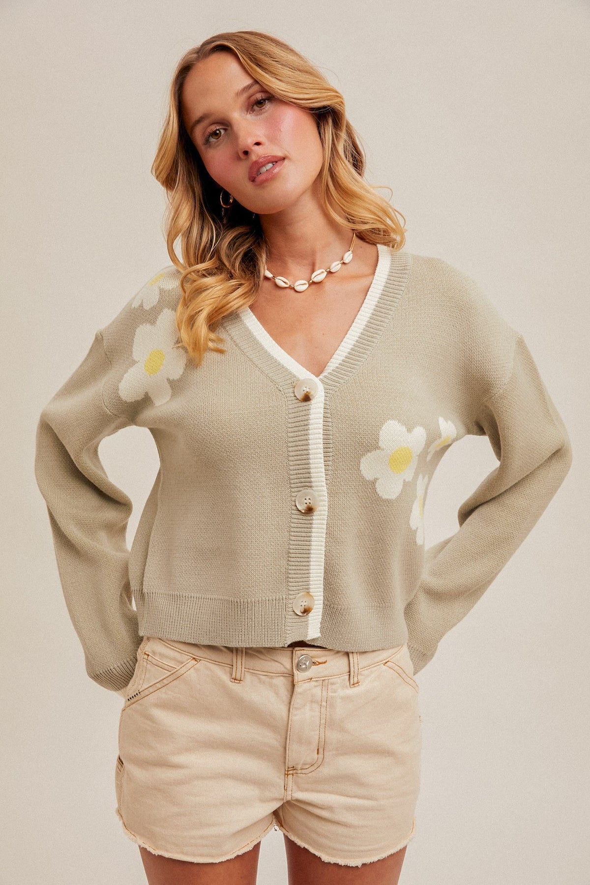 Flower Motif Button Down Cardigan