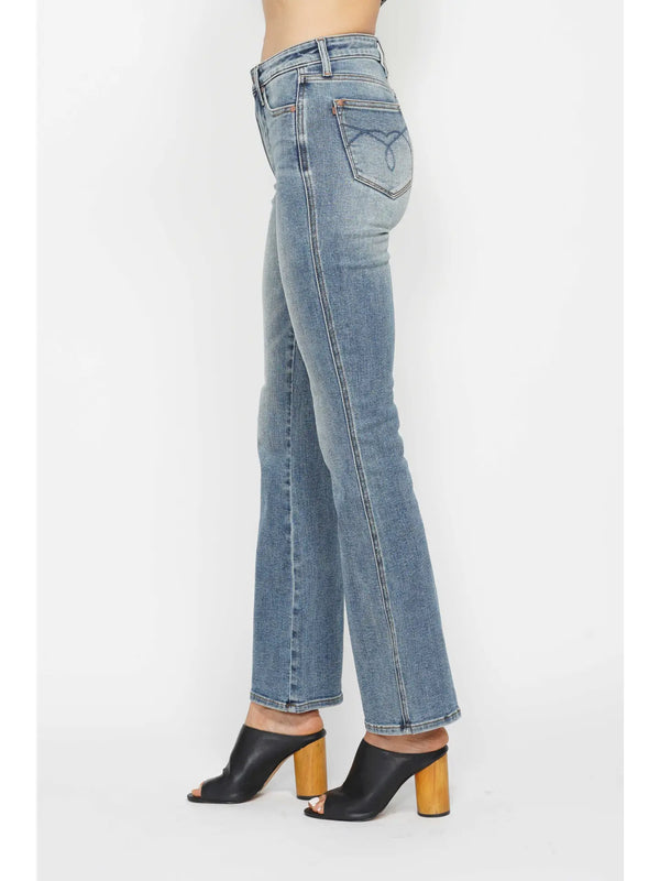 Judy Blue Tummy Control Back Pkt Embroidered Bootcut