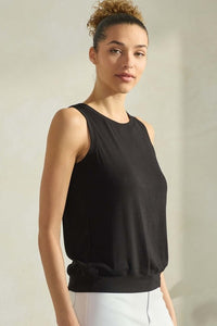 Ribbed Viscose Crew Neck Loose Fit Tank