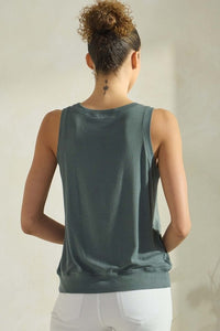 Ribbed Viscose Crew Neck Loose Fit Tank