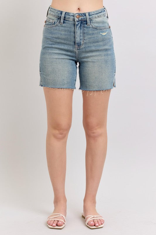 Judy Blue Vintage Wash Side Slit Shorts