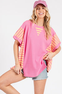 Oversized Contrast Waffle Knit Top