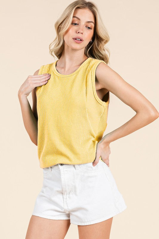 Sleeveless Ribbed Knit Tank Top