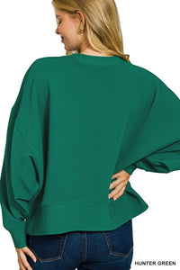 Ribbed Balloon Sleeve Pullover