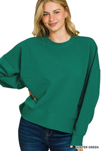Ribbed Balloon Sleeve Pullover