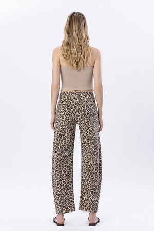 VERVET High Rise Leopard Print Barrel Jeans