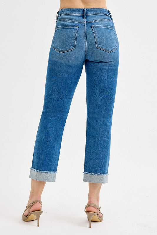 RISEN High Rise Boyfriend Fit Ankle Jeans