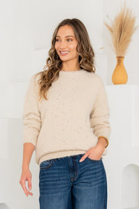 Crew Neck Pullover Sweater Multicolor Specks