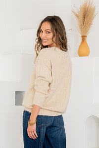 Crew Neck Pullover Sweater Multicolor Specks