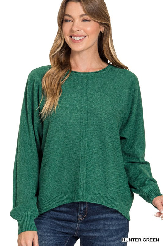 Viscose Front Seam Round-neck Sweater