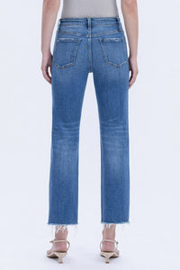 LOVERVET BY VERVET High Rise Frayed Hem Crop Straight Jeans