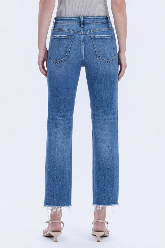 LOVERVET BY VERVET High Rise Frayed Hem Crop Straight Jeans