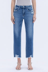 LOVERVET BY VERVET High Rise Frayed Hem Crop Straight Jeans