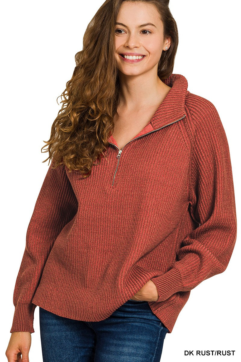 Two Tone Half Zip Sweater