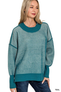 Exposed Seam Two Tone Sweater