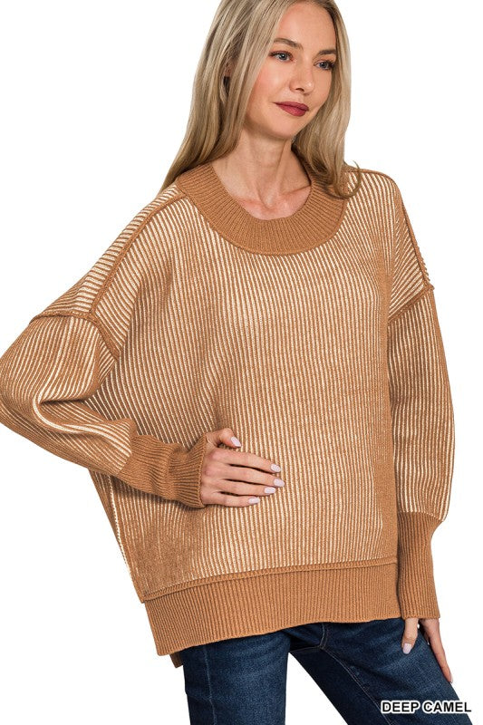 Exposed Seam Two Tone Sweater
