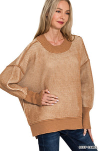 Exposed Seam Two Tone Sweater