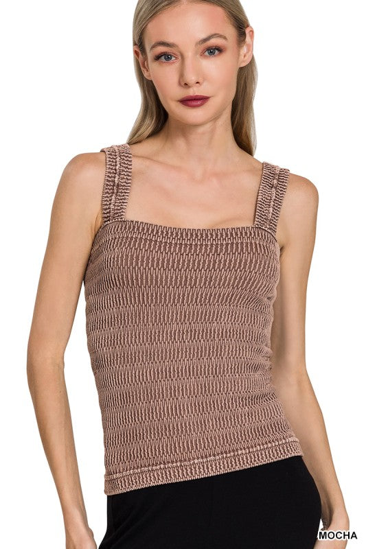 Seamless Winkle Stone Washed Tank Top
