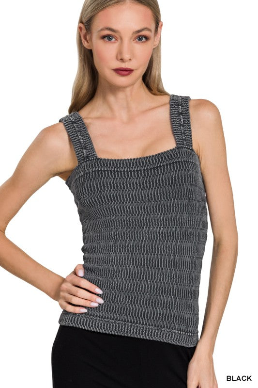 Seamless Winkle Stone Washed Tank Top
