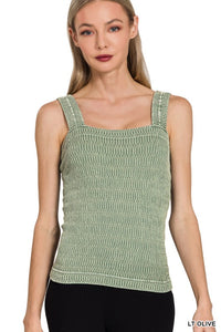 Seamless Winkle Stone Washed Tank Top