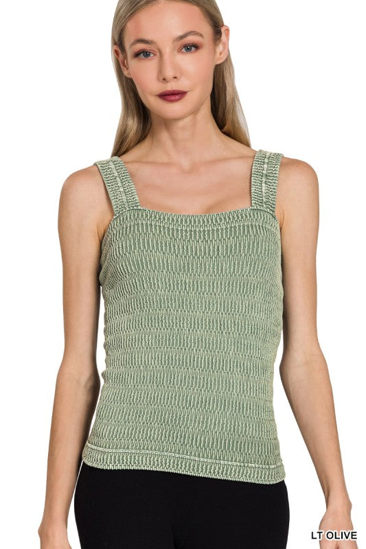 Seamless Winkle Stone Washed Tank Top