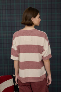 Washed Stripe Short Sleeve Knit Top