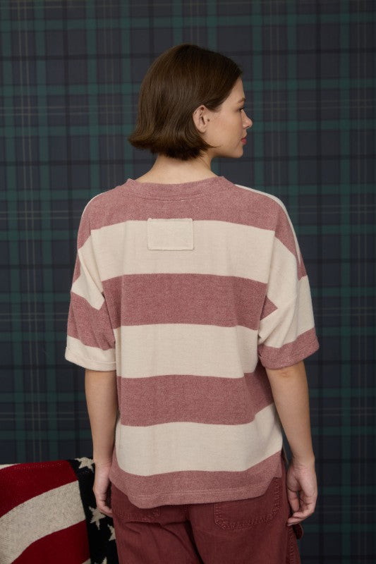 Washed Stripe Short Sleeve Knit Top