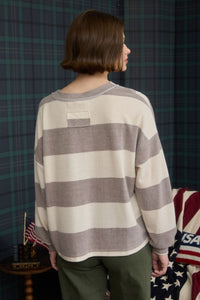 Washed Stripe Long Sleeve Knit Top