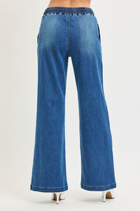 RISEN Mid Rise Wide Leg Pull On Plus Pant