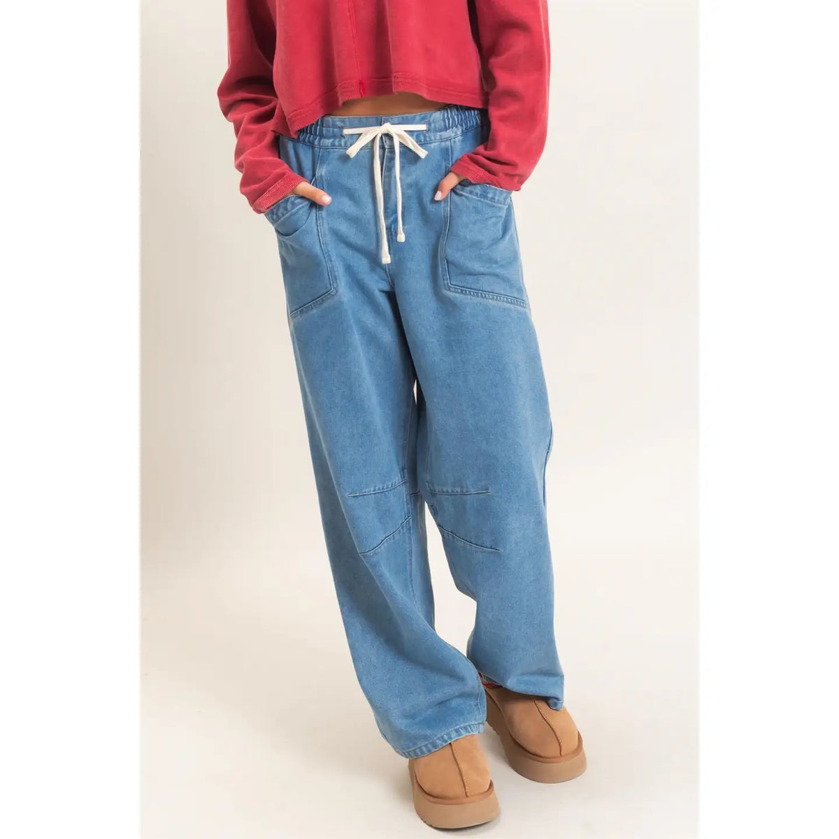 Elastic Waist Denim Pants