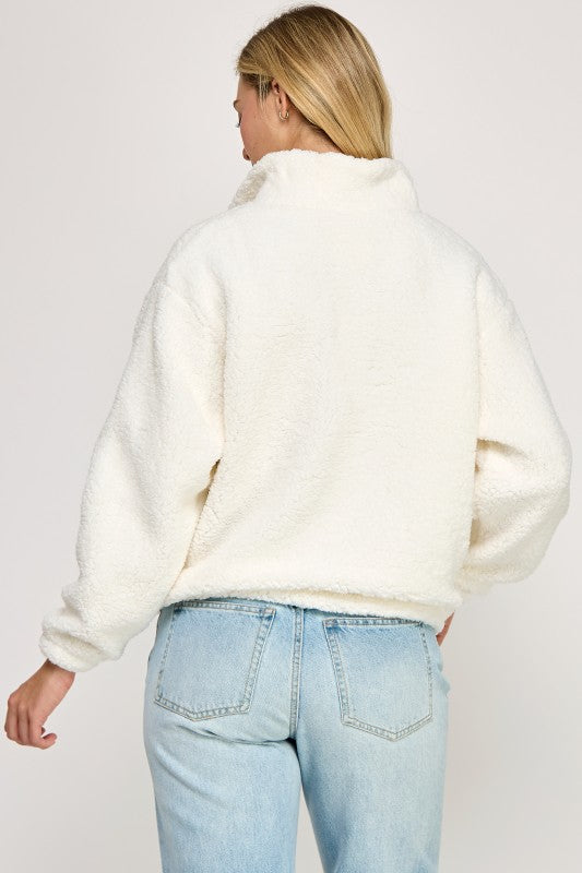 Sherpa Half Zip Up With Mock Neck Collar