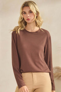Pure Comfort Loose Fit Ribbed Long Sleeve Top