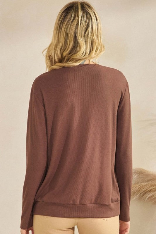 Pure Comfort Loose Fit Ribbed Long Sleeve Top