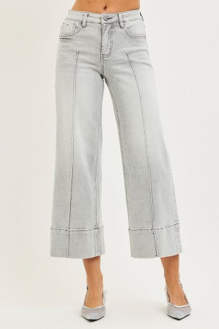 Risen Tummy Control Mid Rise Crop Wide Pintuck