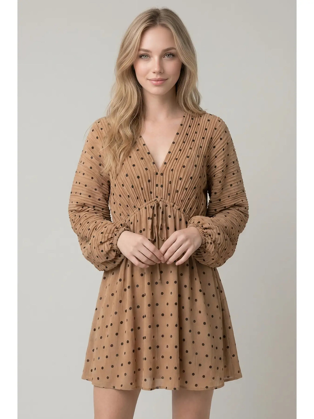 Polka Dot Long Sleeve  Dolman Dress