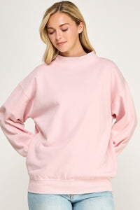 Fleece Relaxed Fit Oversized Mockneck Sweatshirt